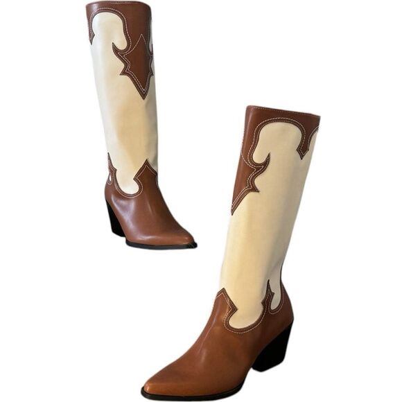 Zodiac Brown/Plaster Western Tall Boots NEW Size 10 - Picture 8 of 13